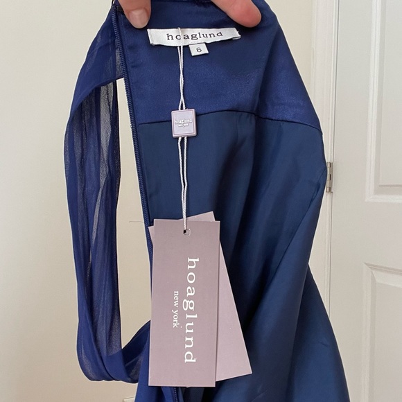 HOAGLUND Silk Chiffon Draped Front Cocktail Dress - Picture 5 of 5